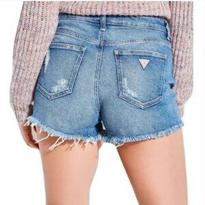 Guess Vintage Denim Cut Off Shorts Frayed Button Front Y2K 90's 80's‎ Size 30